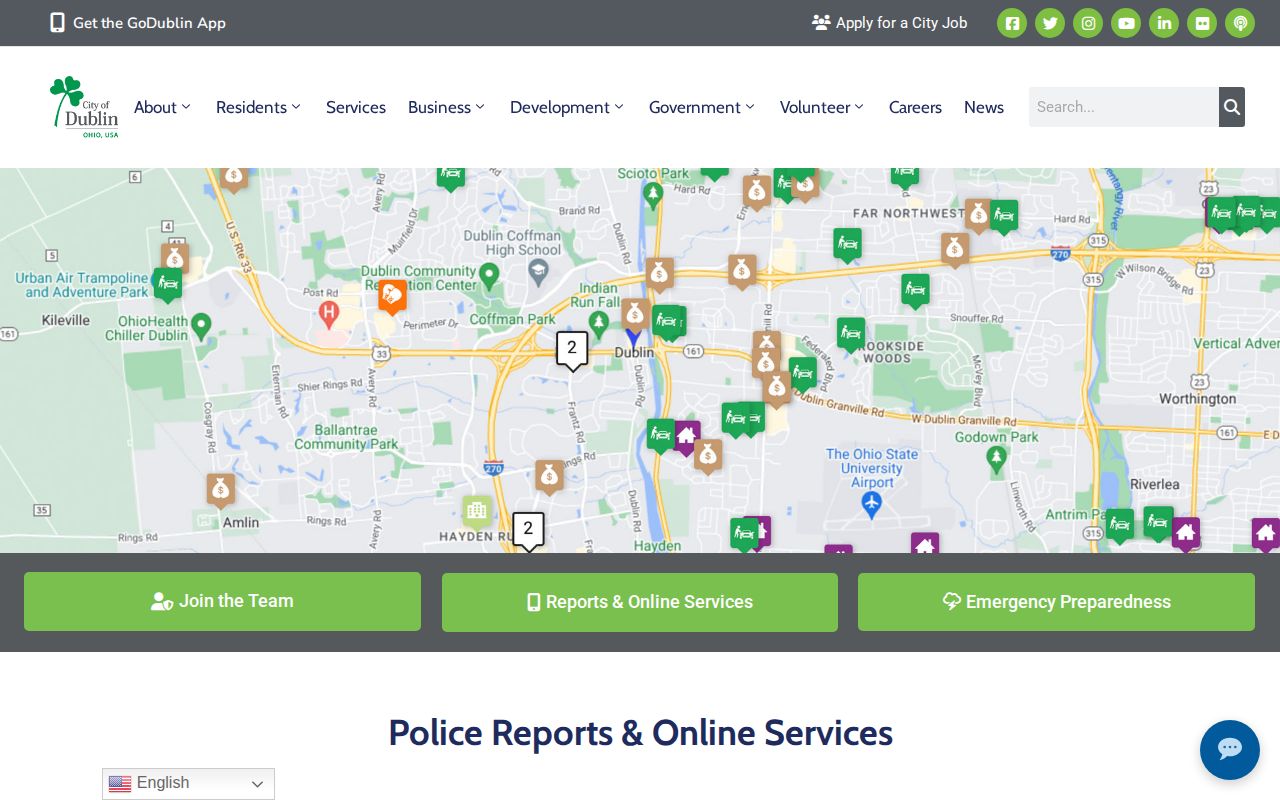 Dublin Police Department arrest record and reports online-services page