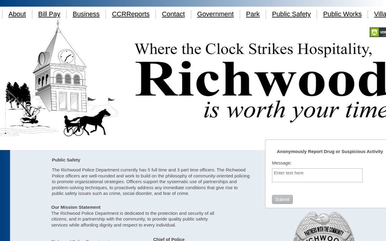 Richwood Police Department public safety records page for Richwood arrest records